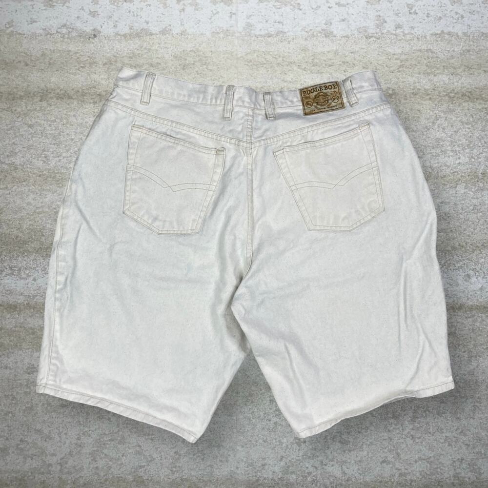 Vintage 90s Bugle Boy Jean Shorts 40x11 Baggy Wide Leg Light Tan Wash 11" Inseam
